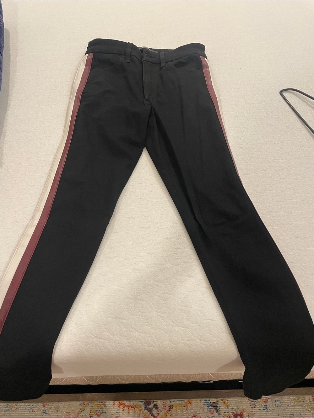 Joe's Jeans Black Skinny Jeans with Burgundy and White Side Stripes